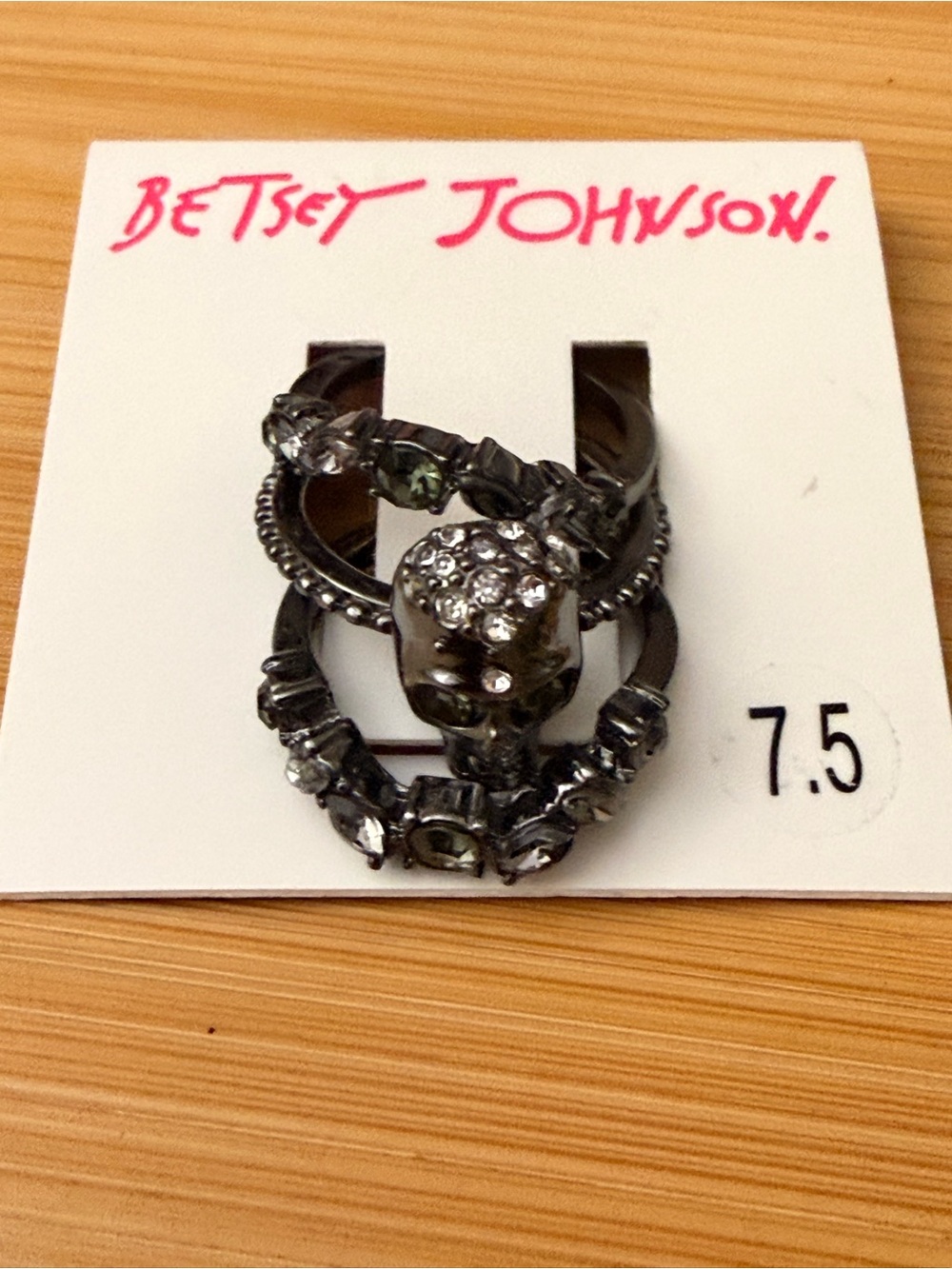 Betsey Johnson Skulls & Bows Collection Bridal Ring Set.